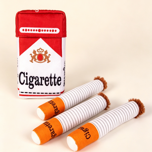 Cigarette Shaped Squeaky Plush Dog Toy Set